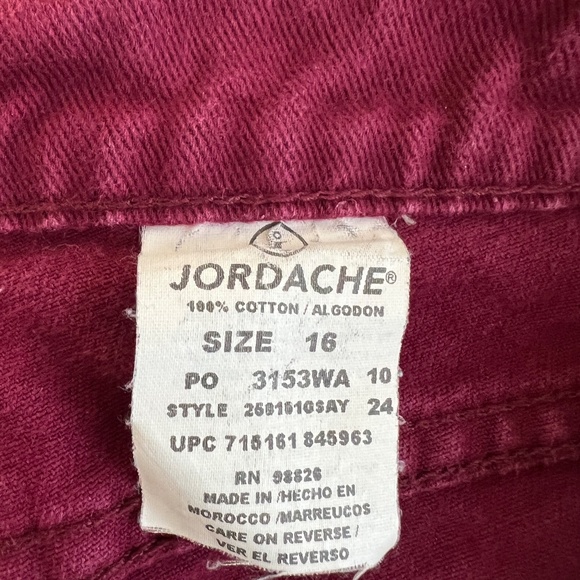 Vintage Jordache Girls Jeans Pants Size 16 Maroon - Picture 3 of 4